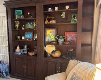 Traditional Mahogany Built-In Style Library Bookcase / Wall Unit with Adjustable Shelving & Lower Cabinet Storage, 104" W × 90" H