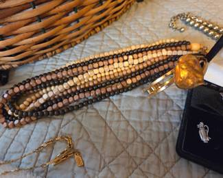 Assorted Costume Jewelry Collection Including Beaded Necklaces, Faux Pearls, Gold-Tone Necklaces, Pendants, Bracelets, Earrings & Brooches