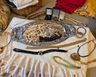 Assorted Costume Jewelry Collection Including Beaded Necklaces, Faux Pearls, Gold-Tone Necklaces, Pendants, Bracelets, Earrings & Brooches
