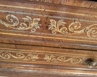 American of Martinsville Italian Provincial Decorated Wood Armoire Chest with Brass Hardware