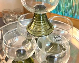 Roemer-Style Green-Stem Wine Glasses
