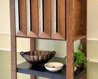 Brutalist / Mid-Century Style Oak & Black Wood Étagère Bookcase