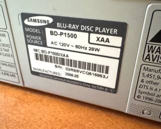 Samsung BD-P1500 Blu-ray Player with Remote