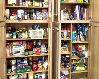 Various Collection of Spices, Food, Cooking Sprays, and Kitchen Wraps