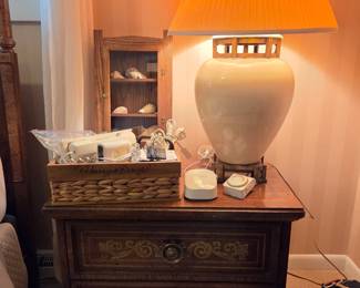 Large Ceramic Ginger Jar Table Lamp with Pleated Shade