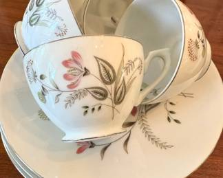 Lefton China Hand-Painted Floral Porcelain Snack Set, Pattern 202