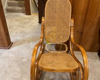 Bentwood Cane Rocking Armchair with Caned Back & Seat