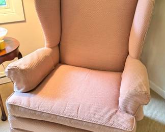Upholstered Wingback Armchair with Skirted Base