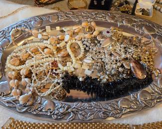 Assorted Costume Jewelry Collection Including Beaded Necklaces, Faux Pearls, Gold-Tone Necklaces, Pendants, Bracelets, Earrings & Brooches