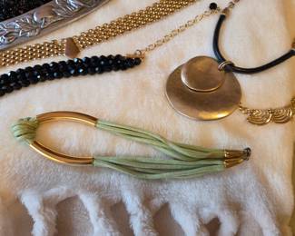 Assorted Costume Jewelry Collection Including Beaded Necklaces, Faux Pearls, Gold-Tone Necklaces, Pendants, Bracelets, Earrings & Brooches