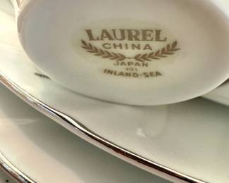 Laurel China Japan “Inland Sea” Mid-Century Floral Cups & Saucers Snack Set