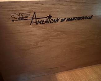 American of Martinsville Italian Provincial Decorated Wood Armoire Chest with Brass Hardware