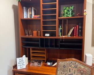 Traditional Cherry Wood Executive Desk with Large Matching Hutch / Credenza, Adjustable Shelving & File Storage