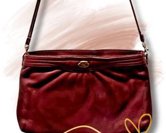 Etienne Aigner Burgundy Leather Clutch Shoulder Bag