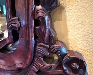 Rococo Style Hand-Carved Mahogany Wall Mirror