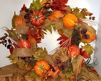 Autumn Harvest Pumpkin and Gourd Decorative Wreath