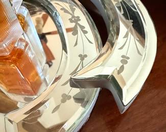 Vintage Mirrored Vanity Tray with Assorted Perfume Bottles