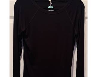 Nine Britton Black Ribbed Knit Top Snap Cuff NWT S