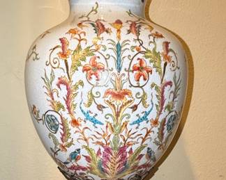 Majolica Style Covered Urn