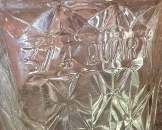 Mid-Century Diamond Pattern Pressed Glass Decanter Set