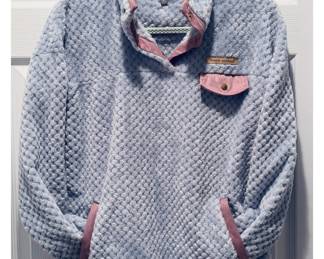Simply Southern Sherpa Fleece Snap Pullover Pink Blue Pockets S