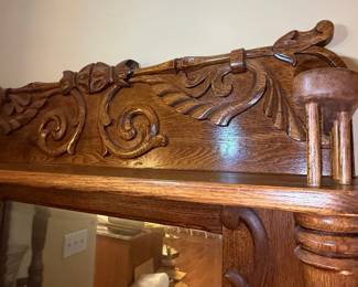 Tiger Oak Sideboard with Mirror Back Hutch Style