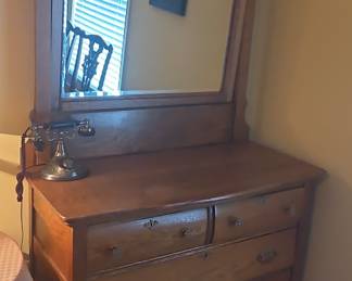 Victorian Style Oak Dresser with Mirror
