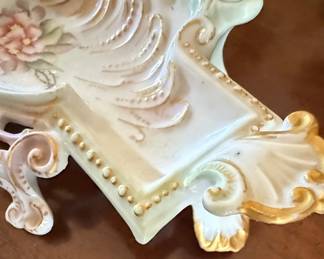 Victorian Style Porcelain Ashtray with Floral Motifs