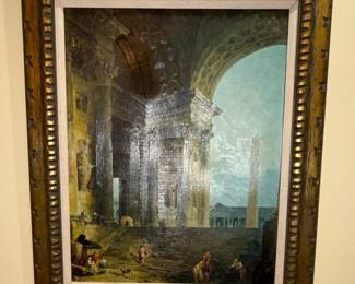 Architectural Capriccio Oil Painting After Hubert Robert