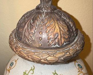 Majolica Style Covered Urn