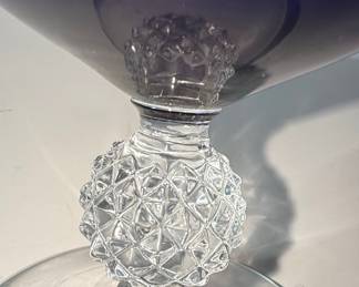 Cobalt Blue Glass Vase with Diamond Patterned Stem Style