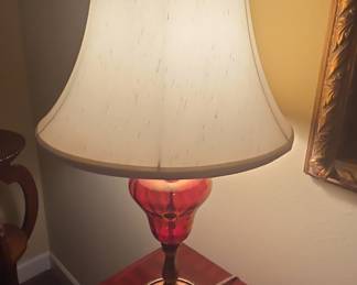 Vintage Cranberry Glass Table Lamp Style