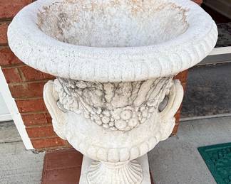 Neoclassical Style Cast Stone Urn with Swag and Garland Motifs