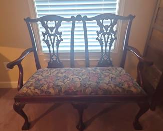 Chippendale Style Mahogany Double Chair Back Settee
