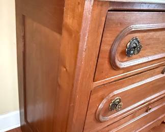 Eastlake Style Walnut Marble Top Dresser with Mirror