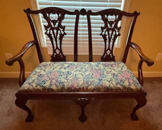 Chippendale Style Mahogany Settee with Ball and Claw Feet