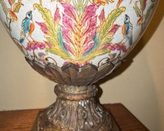 Majolica Style Covered Urn