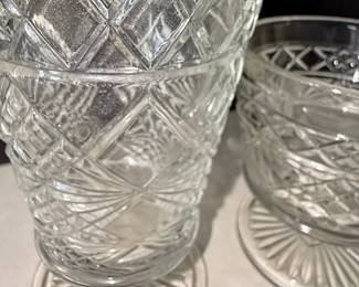 Hazel Atlas Big Top Peanut Butter Clear Pressed Glass Footed Goblet and Bowl Set