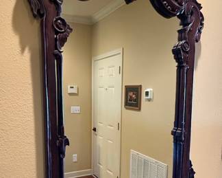 Rococo Style Hand-Carved Mahogany Wall Mirror