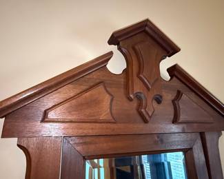 Eastlake Style Walnut Marble Top Dresser with Mirror