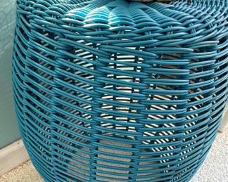 Blue Wicker Style Garden Stool