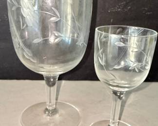 Princess House Heritage Etched Floral Stemware