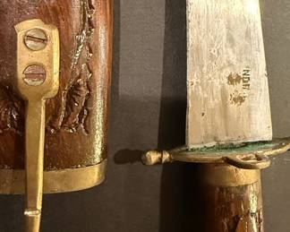 Indian Carved Wooden Handle Dagger Set