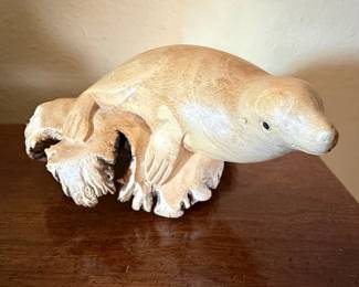 Seal Carving Style Sculpture on Driftwood