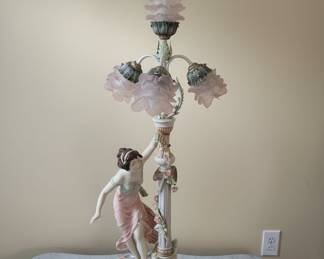 Dresden Porcelain Figural Candelabra Style Lamp