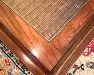 Mid-Century Style Coffee Table with Woven Top