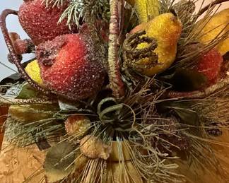 Sugared Faux Fruit and Pine Centerpiece