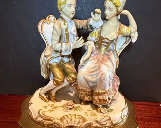 Capodimonte Style Courting Couple Porcelain Figurine