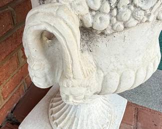 Neoclassical Style Cast Stone Urn with Swag and Garland Motifs