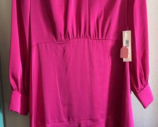 Eliza J Magenta Mock Neck Satin Dress NWT 6